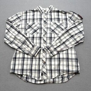 Harley-Davidson Shirt Men's 2XL White Black Plaid Pearl Snap Long Sleeve Moto